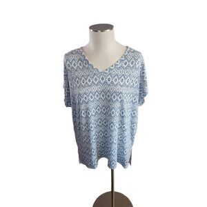 Orvis vee neck high low hem tunic tee